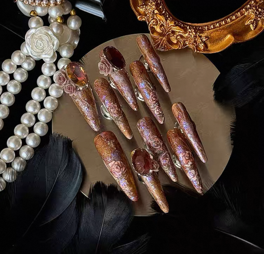 Charme Atelier - Rose Gold Glam - Customizable Handcrafted Press On Nails