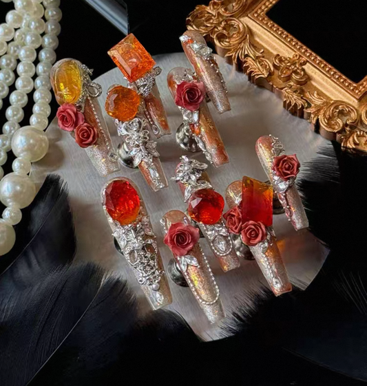 Charme Atelier - Golden Sunrise - Customizable Handcrafted Press On Nails