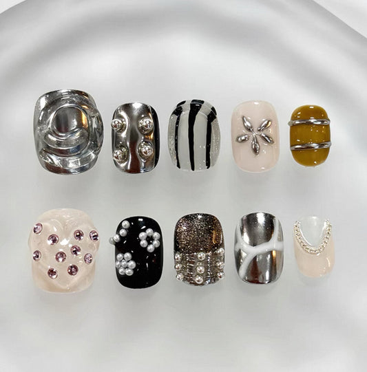 Everyday Cute - Metallic Chic - Customizable Handcrafted Press On Nails