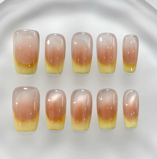 Everyday Cute - Soft Peach Ombre - Customizable Handcrafted Press On Nails
