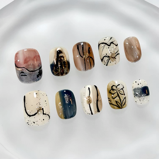 Everyday Cute - Earthy Charme - Customizable Handcrafted Press On Nails