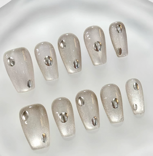 Everyday Cute - Shimmering Silver - Customizable Handcrafted Press On Nails
