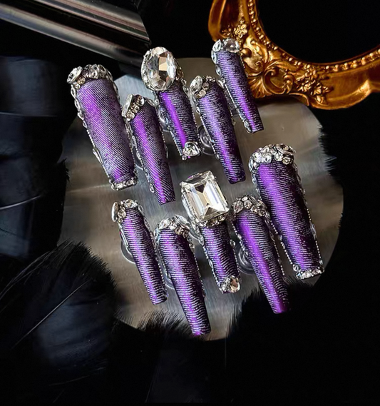 Charme Atelier - Purple Elegance - Customizable Handcrafted Press On Nails