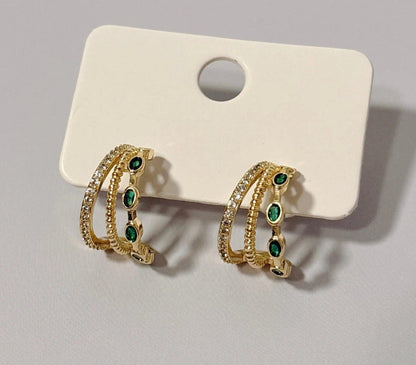 Emerald Elegance Hoop Earrings - Elegant Charme