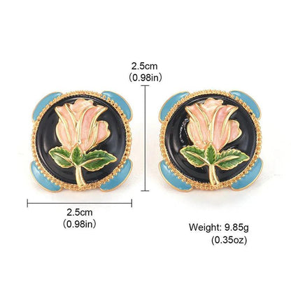 High-end Oil Rose Earrings - Elegant Charme
