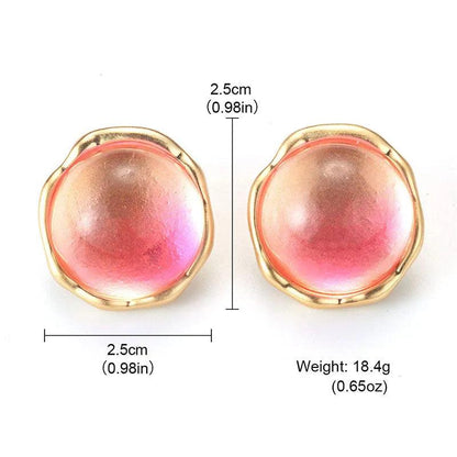 Sand Gold Gradient Pink Honey Stone Earrings - Elegant Charme
