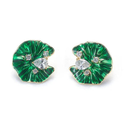 Emerald Petal Earrings - Elegant Charme
