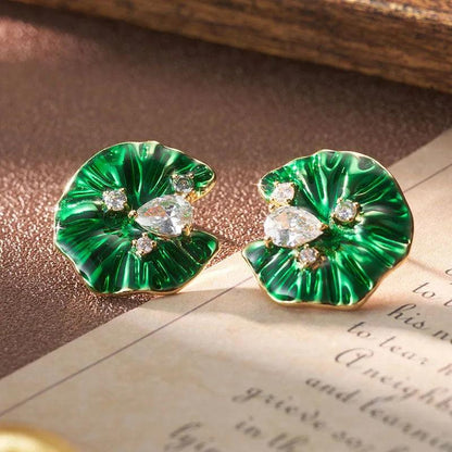 Emerald Petal Earrings - Elegant Charme