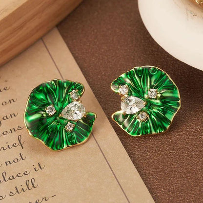 Emerald Petal Earrings - Elegant Charme