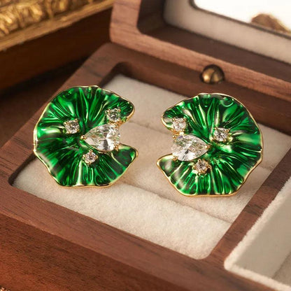 Emerald Petal Earrings - Elegant Charme