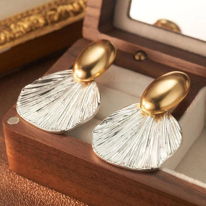 Gilded Gossamer Fan-Shape Earrings - Elegant Charme