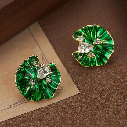 Emerald Petal Earrings - Elegant Charme