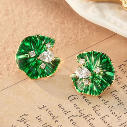 Emerald Petal Earrings - Elegant Charme