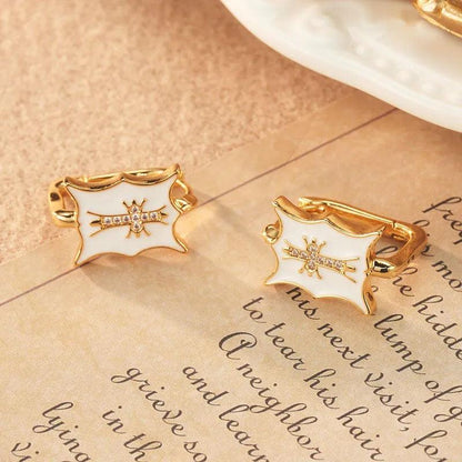 Stellar Radiance Enamel Earrings - Elegant Charme