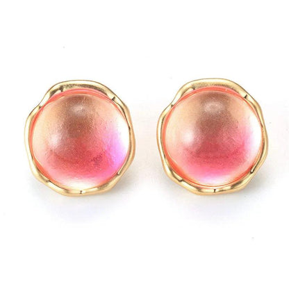 Sand Gold Gradient Pink Honey Stone Earrings - Elegant Charme