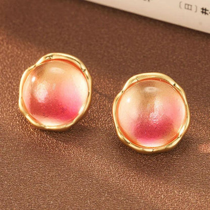 Sand Gold Gradient Pink Honey Stone Earrings - Elegant Charme
