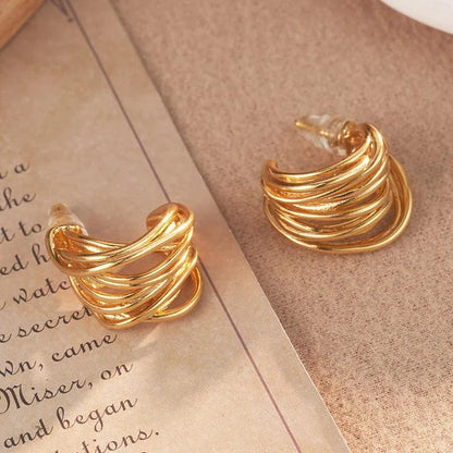 Twisted Gold Cuff Earrings - Elegant Charme