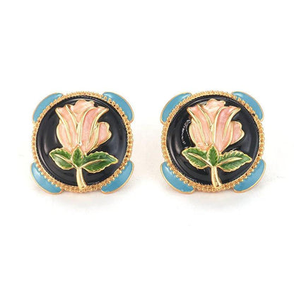 High-end Oil Rose Earrings - Elegant Charme