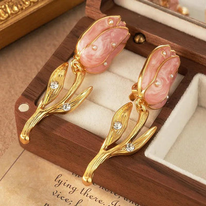 Enchanted Bloom Gold-Plated Earrings - Elegant Charme