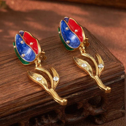 Enchanted Bloom Gold-Plated Earrings - Elegant Charme