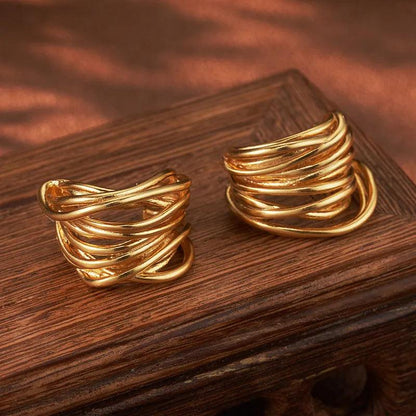 Twisted Gold Cuff Earrings - Elegant Charme