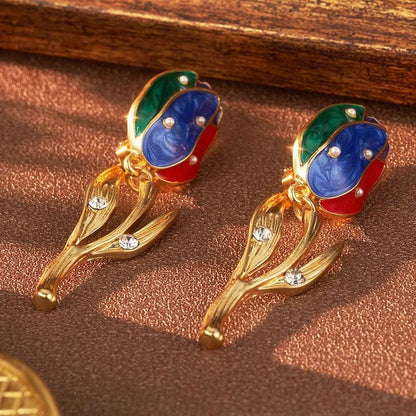Enchanted Bloom Gold-Plated Earrings - Elegant Charme