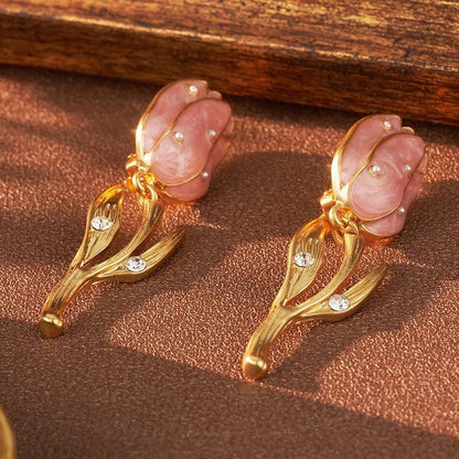 Enchanted Bloom Gold-Plated Earrings - Elegant Charme