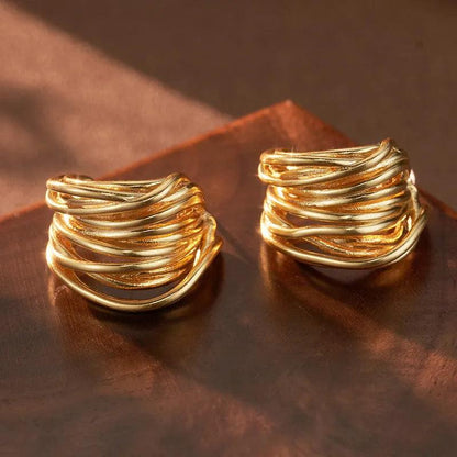 Twisted Gold Cuff Earrings - Elegant Charme