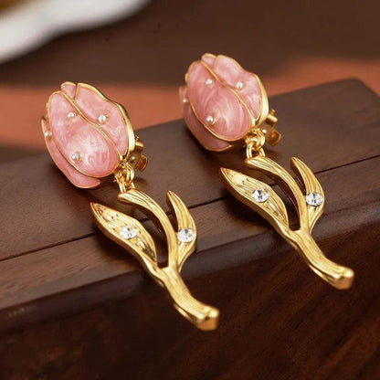 Enchanted Bloom Gold-Plated Earrings - Elegant Charme
