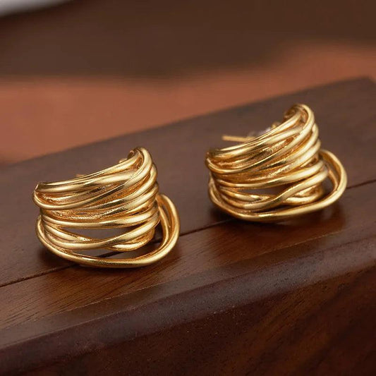 Twisted Gold Cuff Earrings - Elegant Charme