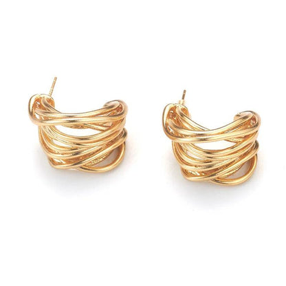 Twisted Gold Cuff Earrings - Elegant Charme