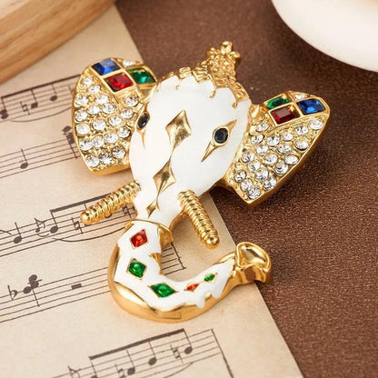 Decorative Elephant Brooch with Crystals and Enamel - Elegant Charme