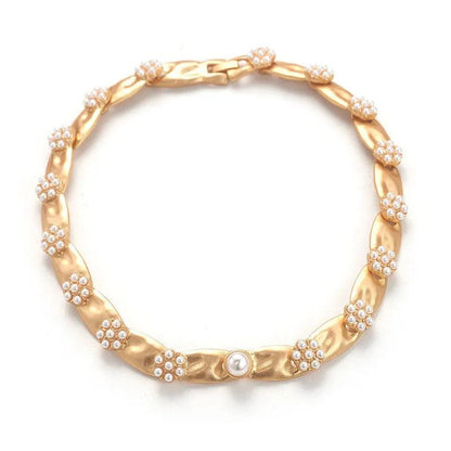 French Flower Pearl Gold-Plated Necklace - Elegant Charme