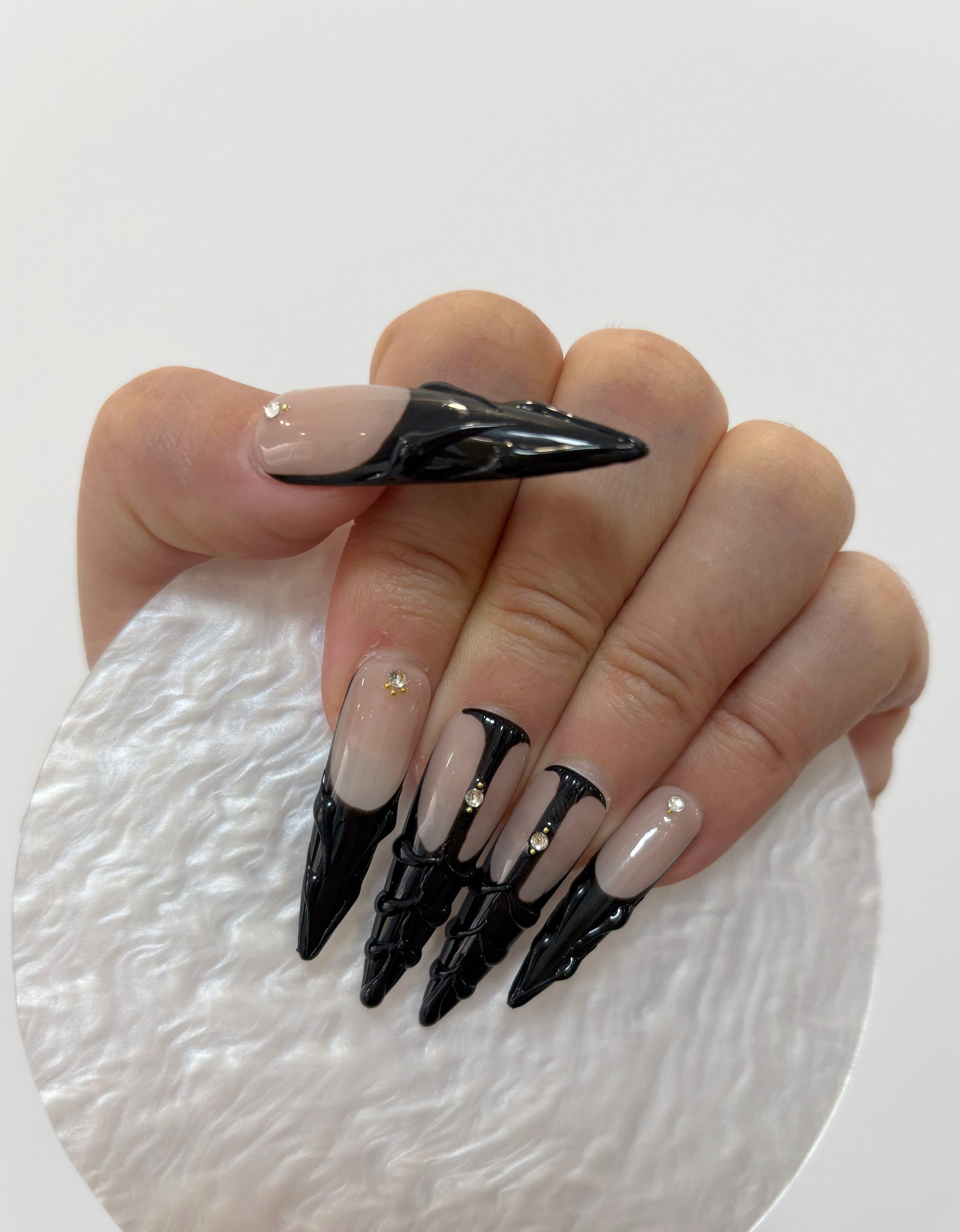 Elegant Black Velvet Nail Design