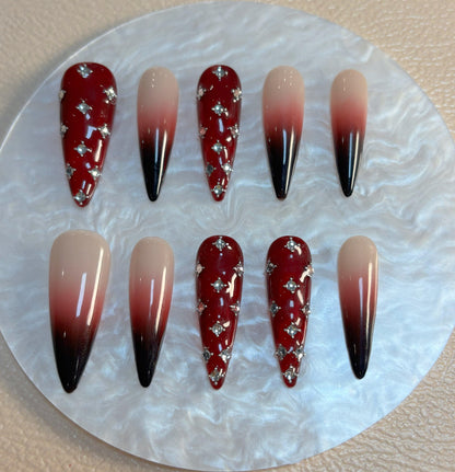 Ruby Glam Ombre Nail - Elegant Charme