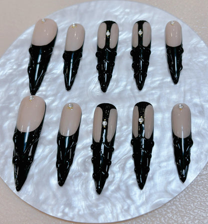 Black Velvet Glam Nail - Elegant Charme