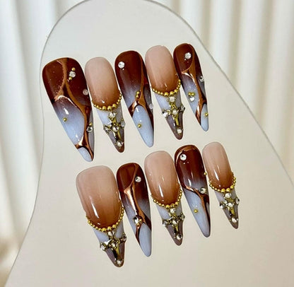 Golden Luxe Gradient Press On Nail - Elegant Charme