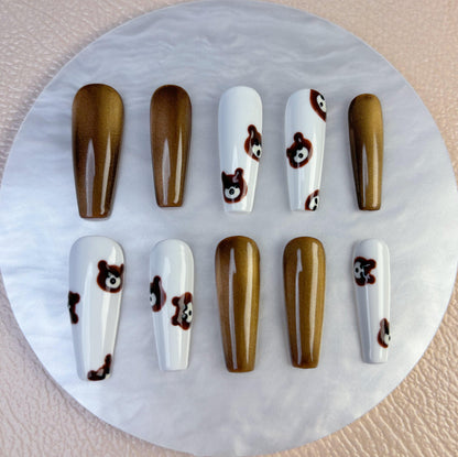Golden Teddy Press On Nail - Elegant Charme