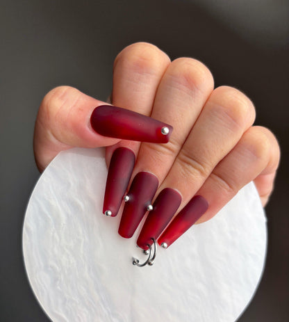 Matte Pierced Red Press On Nail - Elegant Charme