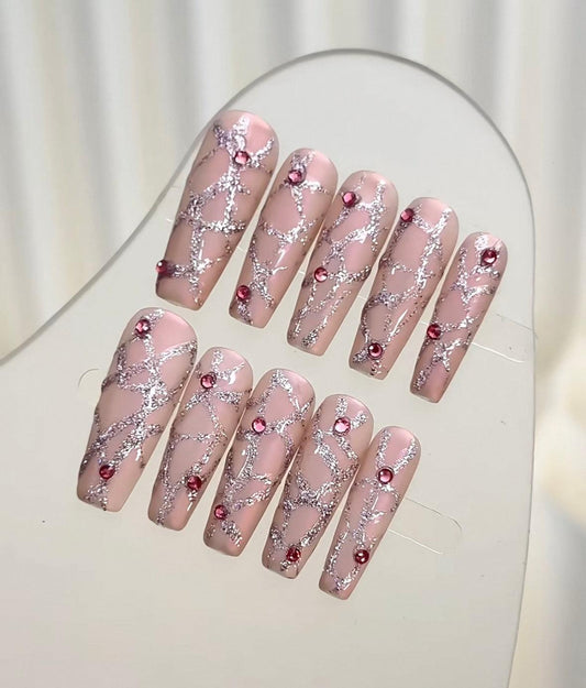 Daily Chic - Rose Quartz Elegance - Customizable Handcrafted Press On Nails