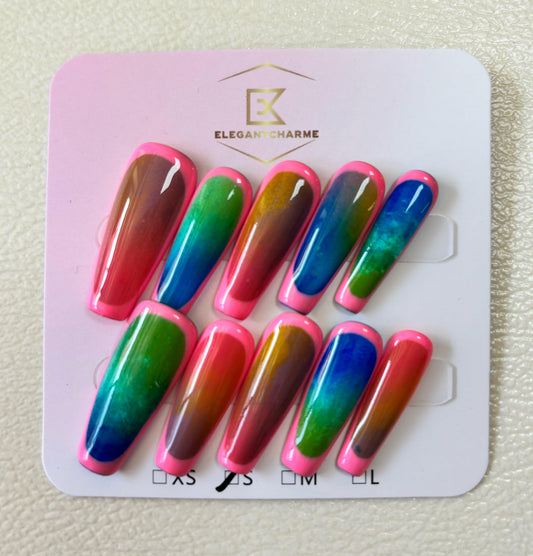Dreamscape - Vibrant Multicolor - Customizable Handcrafted Press On Nails