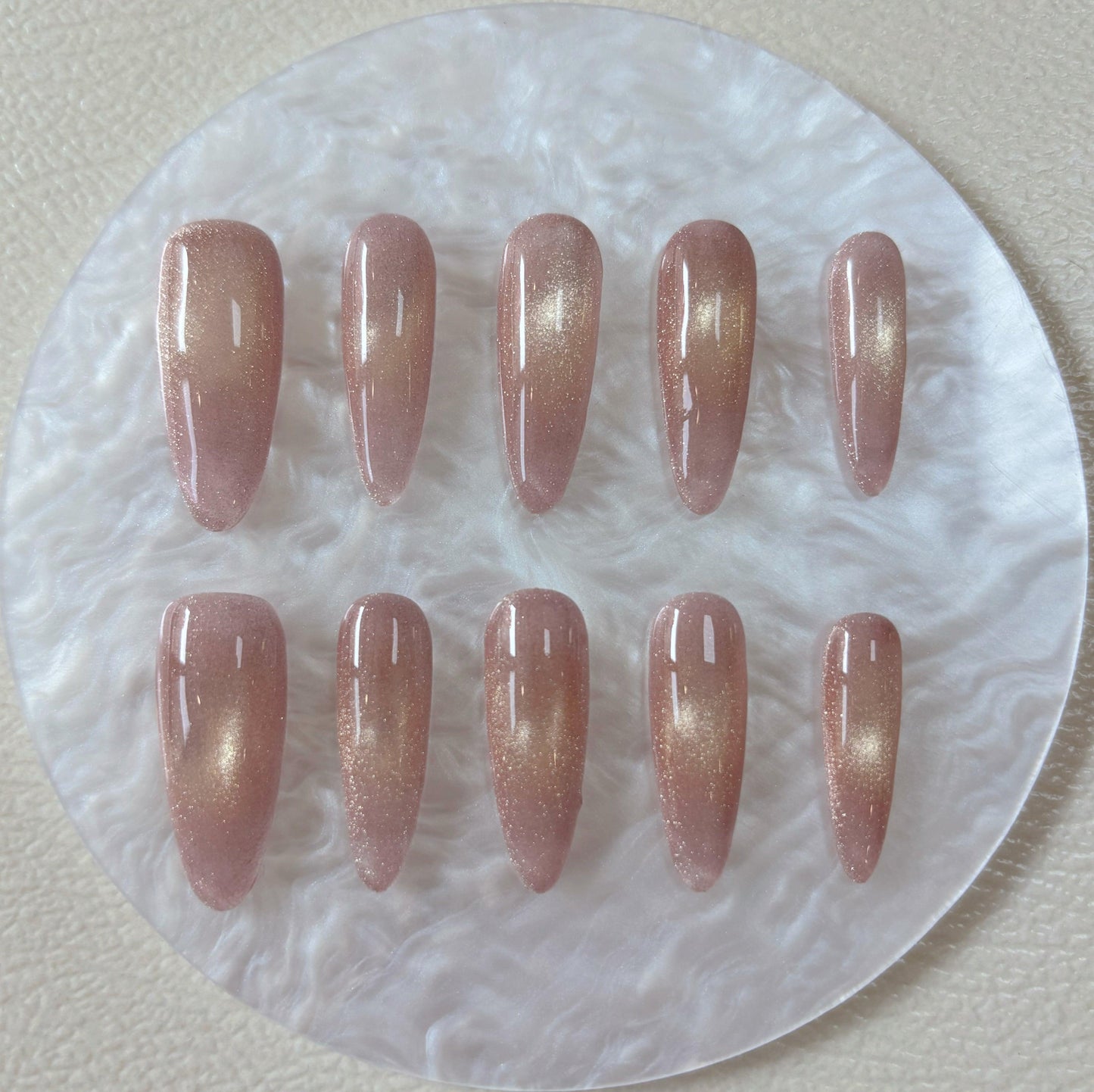 Simply Cat Eye - Blush Glow - Customizable Handcrafted Press On Nails