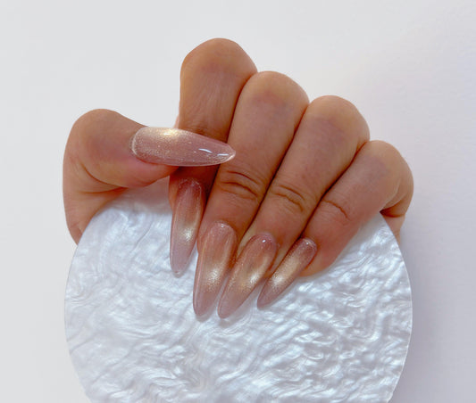Simply Cat Eye - Blush Glow - Customizable Handcrafted Press On Nails
