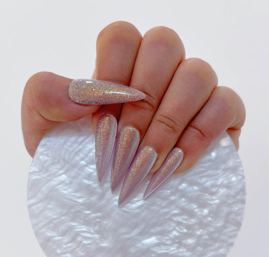 Simply Cat Eye - Pink Glitter - Customizable Handcrafted Press On Nails