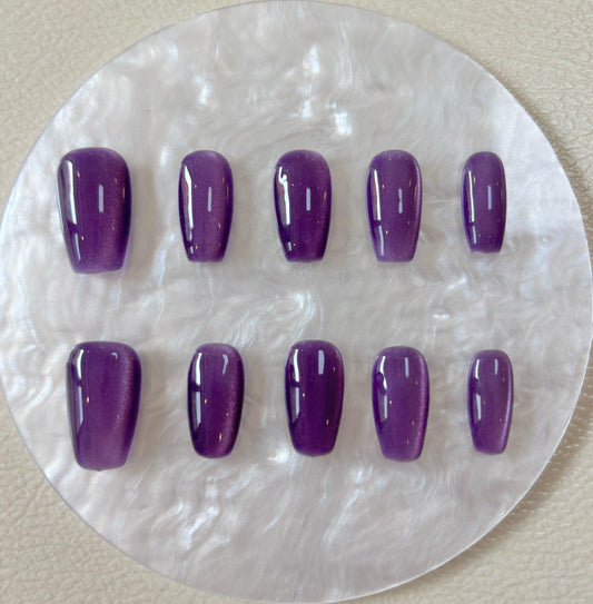 Simply Cat Eye - Purple Hues - Customizable Handcrafted Press On Nails