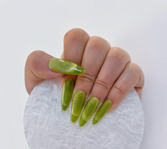 Simply Cat Eye - Green Gradient - Customizable Handcrafted Press On Nails