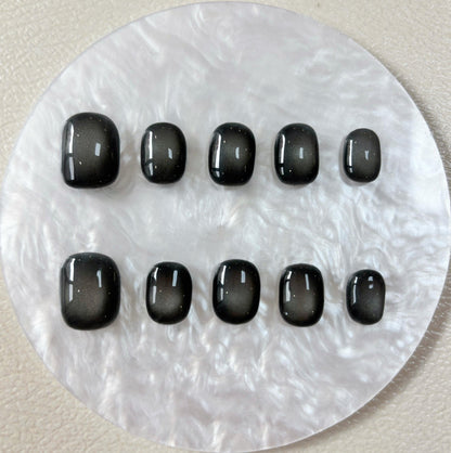 Simply Cat Eye - Charcoal Gradient - Customizable Handcrafted Press On Nails