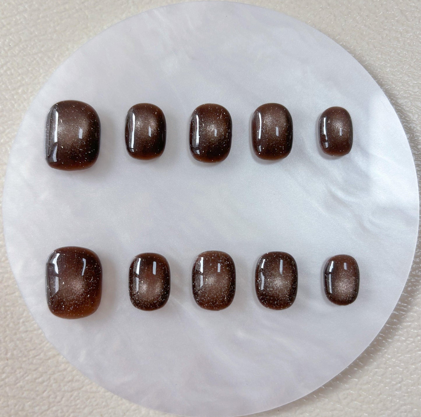 Simply Cat Eye - Deep Brown Gradient - Customizable Handcrafted Press On Nails