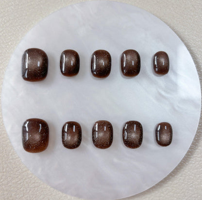 Simply Cat Eye - Deep Brown Gradient - Customizable Handcrafted Press On Nails