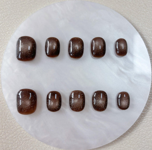 Simply Cat Eye - Deep Brown Gradient - Customizable Handcrafted Press On Nails